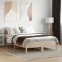Bed frame with solid pine wood headboard 120x190 cm by , Beds and slatted bases - Ref: Foro24-842610, Price: 105,67 €, Discou...