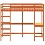 Loft bed with solid pine wood desk in brown 90x200 cm by , Beds and slatted bases - Ref: Foro24-842853, Price: 275,87 €, Disc...