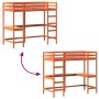 Loft bed with solid pine wood desk in brown 90x200 cm by , Beds and slatted bases - Ref: Foro24-842853, Price: 278,58 €, Disc...