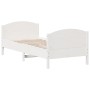 Bed frame with white pine wood headboard 75x190 cm by , Beds and slatted bases - Ref: Foro24-842575, Price: 103,61 €, Discoun...