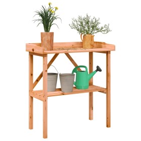 Mesa para plantas con estante madera abeto marrón 78x38x82,5 cm