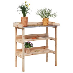 Mesa para plantas con estantes madera maciza abeto 78x38x82,5cm