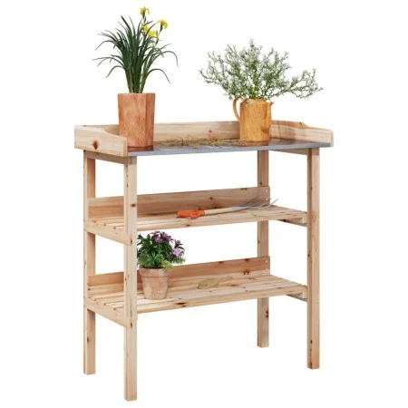 Pflanzentisch mit Regalen aus massivem Tannenholz 78x38x82,5cm von , Topfständer - Ref: Foro24-156352, Preis: 76,29 €, Rabatt: %