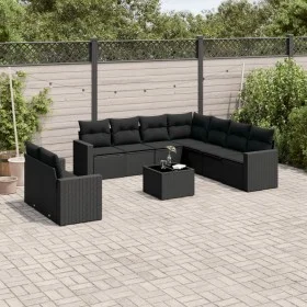 Garden sofa set 10 pieces with black synthetic rattan cushions by , Modular outdoor sofas - Ref: Foro24-3251492, Price: 708,3...