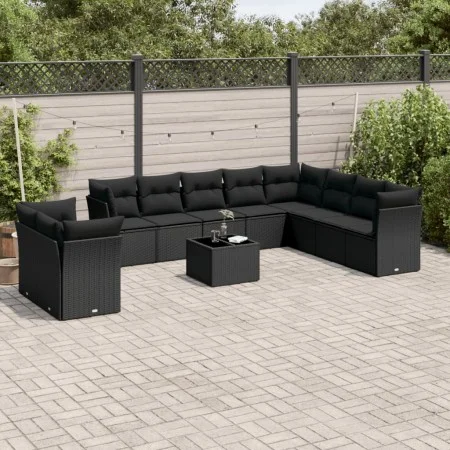 11-piece garden sofa set and black synthetic rattan cushions by , Garden sets - Ref: Foro24-3217865, Price: 707,06 €, Discoun...