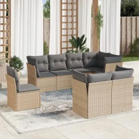 Gartensofa-Set mit beigen Kissen 8 Stück PE-Rattan von , Gartensets - Ref: Foro24-3217929, Preis: 505,28 €, Rabatt: %