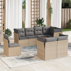 Gartensofa-Set mit beigen Kissen 8 Stück PE-Rattan von , Gartensets - Ref: Foro24-3217929, Preis: 514,04 €, Rabatt: %
