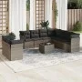 10-teiliges Gartensofa-Set mit grauen synthetischen Rattankissen von , Gartensets - Ref: Foro24-3217850, Preis: 603,83 €, Rab...