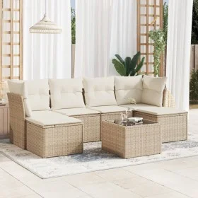 7-piece garden sofa set and beige synthetic rattan cushions by , Garden sets - Ref: Foro24-3218018, Price: 421,99 €, Discount: %