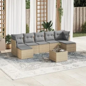 Gartensofa-Set mit beigen Kissen 8 Stück PE-Rattan von , Gartensets - Ref: Foro24-3218039, Preis: 453,70 €, Rabatt: %