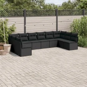 Gartensofa-Set 10-teilig mit schwarzen synthetischen Rattankissen von , Gartensets - Ref: Foro24-3218085, Preis: 588,25 €, Ra...