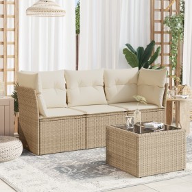 Juego de sofás jardín con cojines 4 pzas ratán sintético beige de , Conjuntos de jardín - Ref: Foro24-3217218, Precio: 265,44...