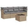 Gartensofa-Set mit Kissen, 5-teilig, beiges synthetisches Rattan von , Gartensets - Ref: Foro24-3217239, Preis: 288,50 €, Rab...