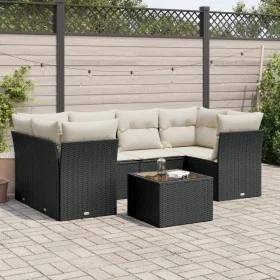 7-piece garden dining set and black synthetic rattan cushions by , Garden sets - Ref: Foro24-3217266, Price: 438,14 €, Discou...