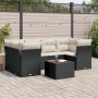 Set de comedor de jardín 7 pzas y cojines ratán sintético negro de , Conjuntos de jardín - Ref: Foro24-3217266, Precio: 398,21 €