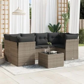 7-piece garden sofa set with gray PE rattan cushions by , Garden sets - Ref: Foro24-3217270, Price: 421,14 €, Discount: %