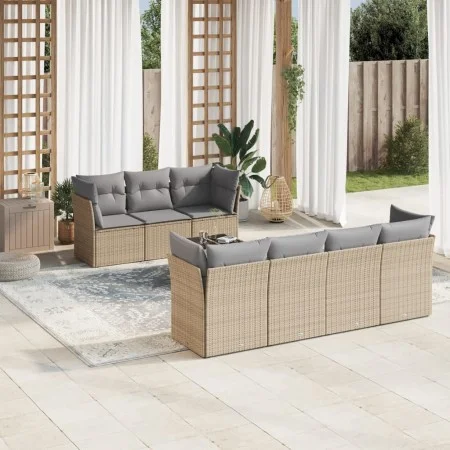 Gartensofa-Set mit beigen Kissen 8 Stück PE-Rattan von , Gartensets - Ref: Foro24-3217279, Preis: 499,28 €, Rabatt: %