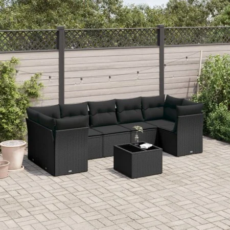 Set de sofás de jardín 8 piezas y cojines ratán sintético negro de , Conjuntos de jardín - Ref: Foro24-3217285, Precio: 535,4...