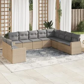 Gartensofa-Set mit beigen Kissen, 10-teilig, synthetisches Rattan von , Gartensets - Ref: Foro24-3219159, Preis: 638,35 €, Ra...