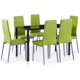 Conjunto de mesa y sillas de comedor 7 piezas verde