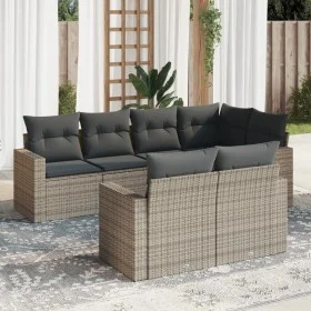 7-piece garden sofa set with gray PE rattan cushions by , Garden sets - Ref: Foro24-3219200, Price: 458,17 €, Discount: %