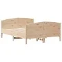 Bed frame with solid pine wood headboard 140x190 cm by , Beds and slatted bases - Ref: Foro24-3216179, Price: 183,57 €, Disco...