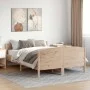 Bed frame with solid pine wood headboard 140x190 cm by , Beds and slatted bases - Ref: Foro24-3216179, Price: 183,57 €, Disco...