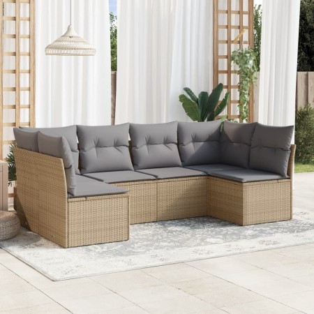 Juego de sofás jardín con cojines 6 pzas ratán sintético beige de , Conjuntos de jardín - Ref: Foro24-3249228, Precio: 389,66...