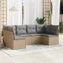 Garden sofa set with cushions 6 pieces beige synthetic rattan by , Garden sets - Ref: Foro24-3249228, Price: 383,15 €, Discou...