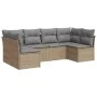 Garden sofa set with cushions 6 pieces beige synthetic rattan by , Garden sets - Ref: Foro24-3249228, Price: 383,15 €, Discou...
