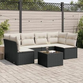 7-piece garden dining set and black synthetic rattan cushions by , Garden sets - Ref: Foro24-3249235, Price: 394,65 €, Discou...