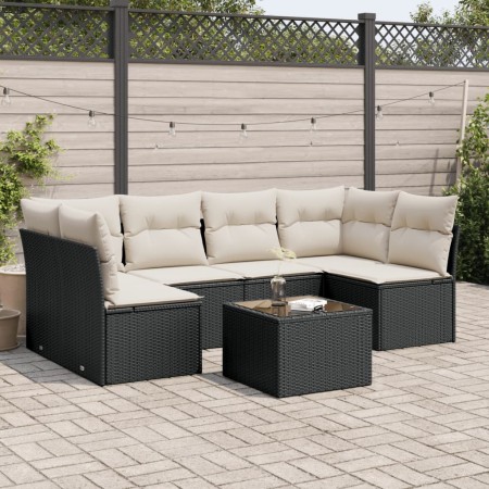 7-teiliges Garten-Essset und schwarze Kissen aus synthetischem Rattan von , Gartensets - Ref: Foro24-3249235, Preis: 402,26 €...