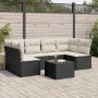 Set de comedor de jardín 7 pzas y cojines ratán sintético negro de , Conjuntos de jardín - Ref: Foro24-3249235, Precio: 396,8...