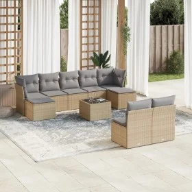 Gartensofa-Set mit beigen Kissen, 10-teilig, synthetisches Rattan von , Gartensets - Ref: Foro24-3250118, Preis: 589,73 €, Ra...