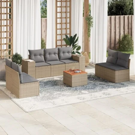Garden sofa set with beige cushions 8 pcs PE rattan by , Garden sets - Ref: Foro24-3225401, Price: 483,83 €, Discount: %