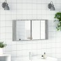 Armario espejo de baño luz LED acrílico gris Sonoma 90x12x45 cm