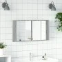 Sonoma gray acrylic LED light bathroom mirror cabinet 90x12x45 cm by , bathroom vanities - Ref: Foro24-834968, Price: 58,58 €...
