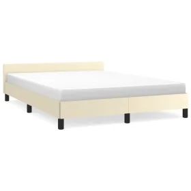 Bed frame with headboard cream synthetic leather 140x200cm by , Beds and slatted bases - Ref: Foro24-347503, Price: 120,00 €,...