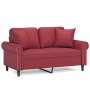 Sofá de 2 plazas con cojines cuero sintético rojo tinto 120 cm