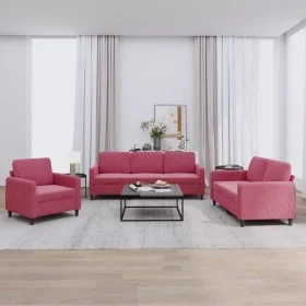 Juego de sofás 3 piezas terciopelo rojo tinto by , Sofas - Ref: Foro24-3201938, Price: 647,19 €, Discount: %