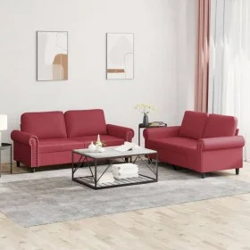 Juego de sofás con cojines 2 piezas cuero sintético rojo tinto by , Sofas - Ref: Foro24-3202153, Price: 436,23 €, Discount: %