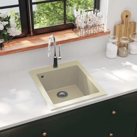 Fregadero de cocina de granito con un seno beige de vidaXL, Fregaderos - Ref: Foro24-144850, Precio: 168,69 €, Descuento: %