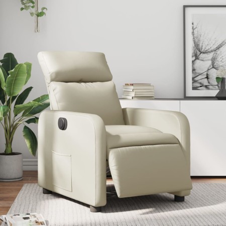 Sillón reclinable eléctrico de cuero sintético crema by , Armchairs - Ref: Foro24-3206736, Price: 230,99 €, Discount: %