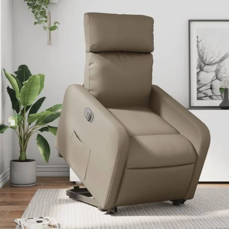 Sillón elevable eléctrico cuero artificial capuchino by , Armchairs - Ref: Foro24-3206769, Price: 335,45 €, Discount: %