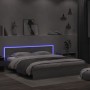 Sonoma gray headboard bed frame and LED lights 200x200 cm by , Beds and slatted bases - Ref: Foro24-3207586, Price: 213,65 €,...