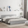 Estructura de cama cabecero y luces LED gris Sonoma 200x200 cm de , Camas y somieres - Ref: Foro24-3207586, Precio: 213,48 €,...