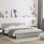 Estructura de cama cabecero y luces LED gris Sonoma 200x200 cm de , Camas y somieres - Ref: Foro24-3207586, Precio: 210,25 €,...