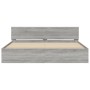 Sonoma gray headboard bed frame and LED lights 200x200 cm by , Beds and slatted bases - Ref: Foro24-3207586, Price: 213,65 €,...