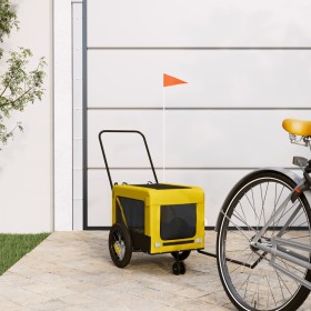 Fahrradanhänger für Haustiere aus Eisen und Oxford-Gewebe in Gelb und Schwarz. von , Kinderwagen für Haustiere - Ref: Foro24-...