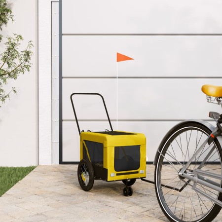 Fahrradanhänger für Haustiere aus Eisen und Oxford-Gewebe in Gelb und Schwarz. von , Kinderwagen für Haustiere - Ref: Foro24-...
